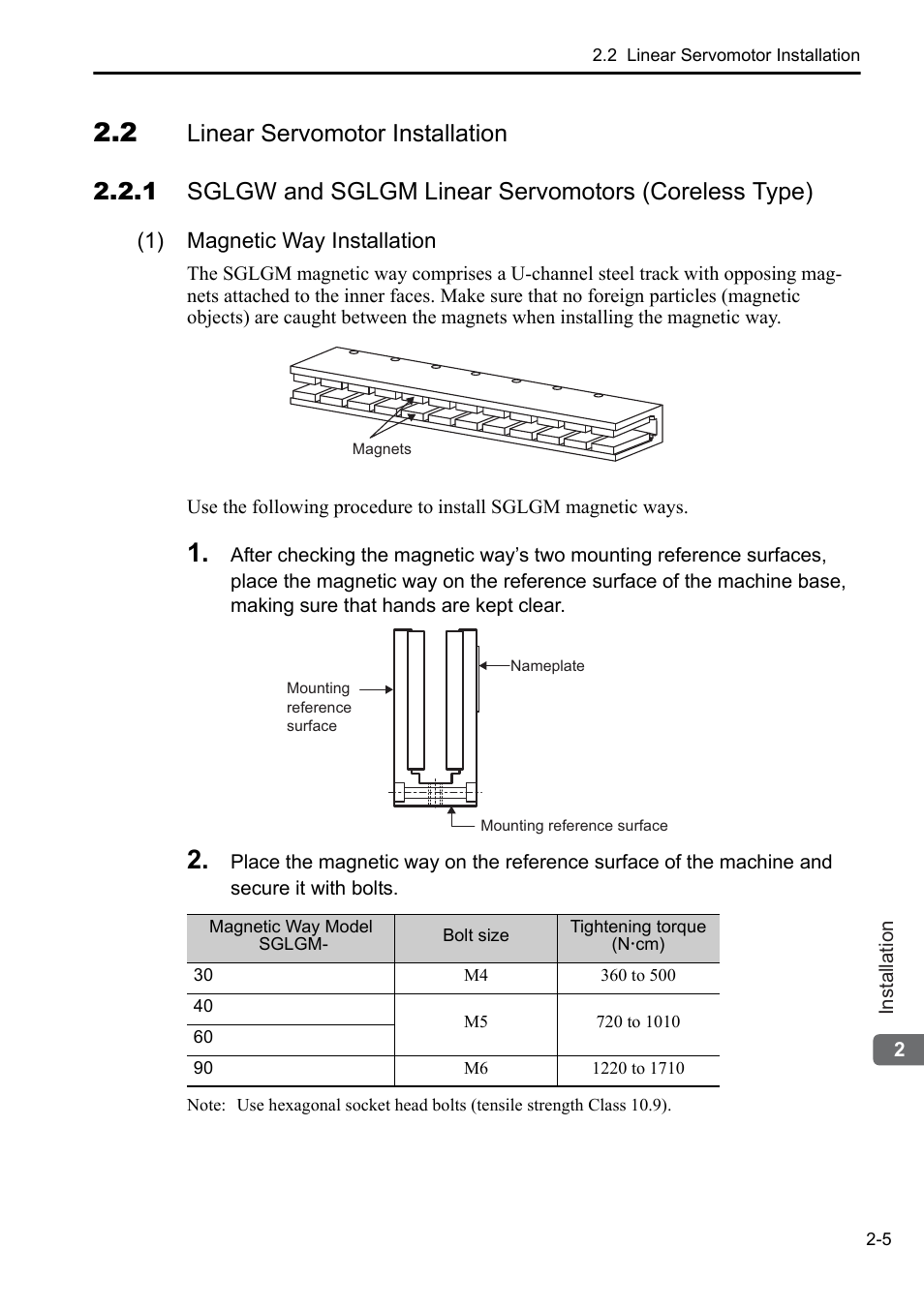 2 linear servomotor installation | Yaskawa Sigma-5 User Manual: Setup for Linear Motors User Manual | Page 27 / 175
