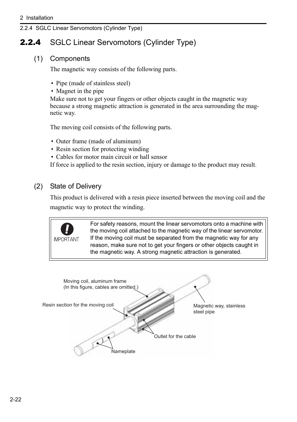 4 sglc linear servomotors (cylinder type) | Yaskawa Sigma-5 User Manual: Setup for Linear Motors User Manual | Page 44 / 175