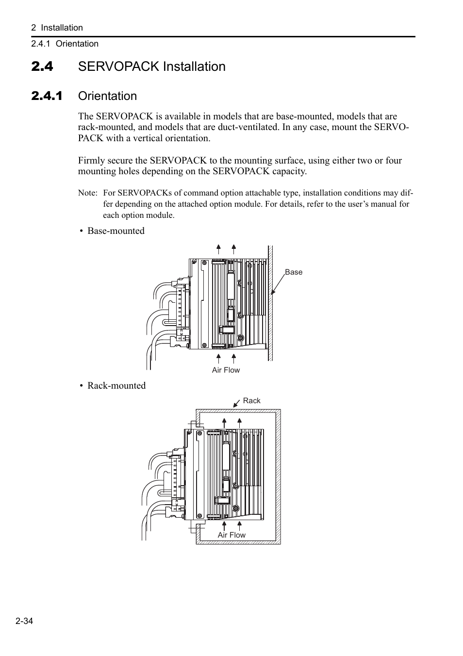 4 servopack installation, 1 orientation | Yaskawa Sigma-5 User Manual: Setup for Linear Motors User Manual | Page 56 / 175