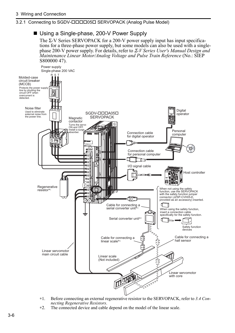 Using a single-phase, 200-v power supply | Yaskawa Sigma-5 User Manual: Setup for Linear Motors User Manual | Page 90 / 175