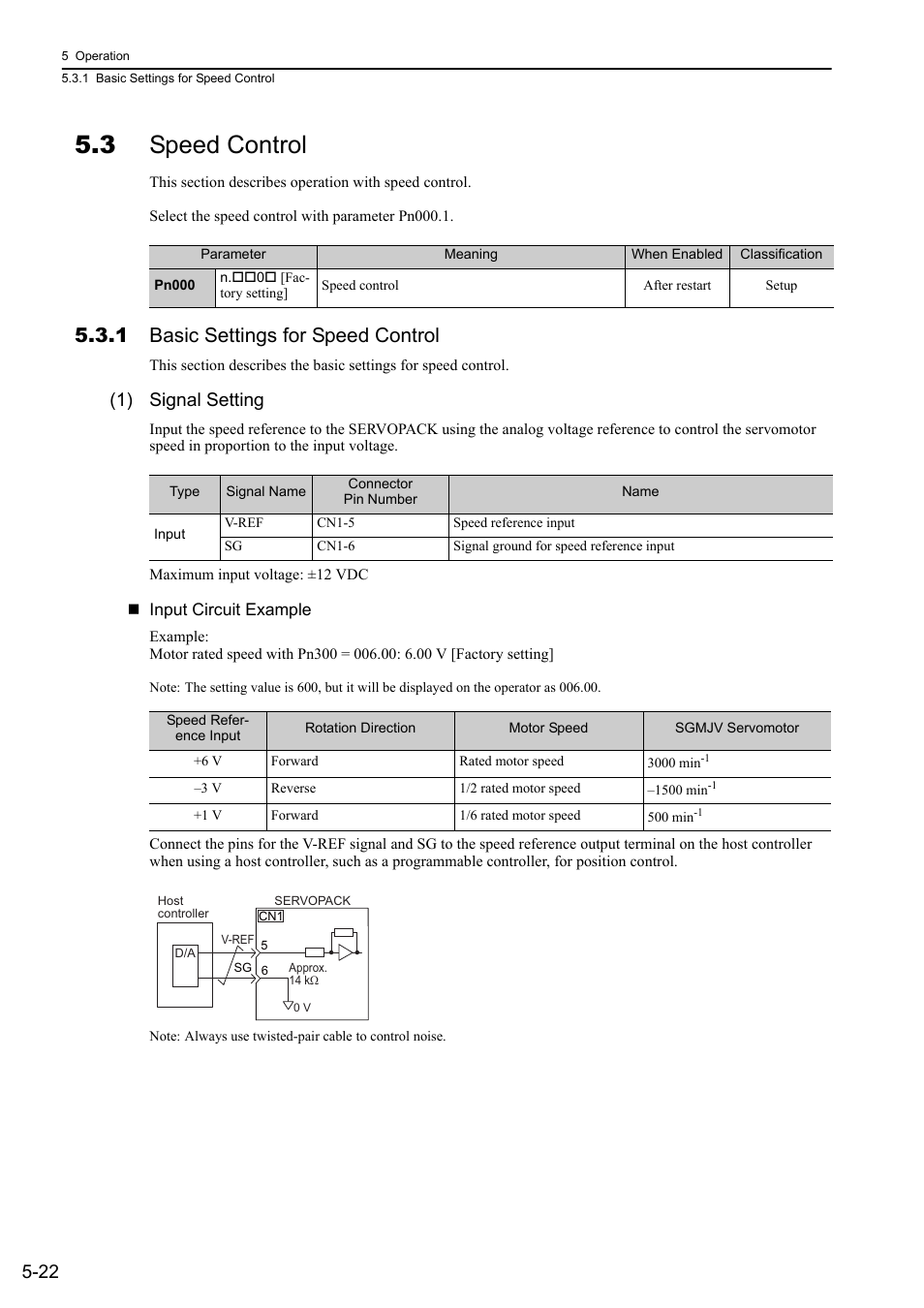 3 speed control, 1 basic settings for speed control, 1) signal setting | Analog | Yaskawa Sigma-5 User Manual: Design and Maintenance - Rotary Motors - Analog Voltage and Pulse Train Reference User Manual | Page 136 / 423