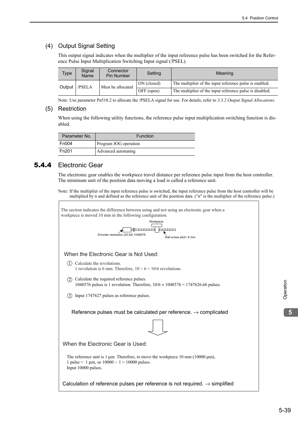 4 electronic gear, 4) output signal setting, 5) restriction | Rotation | Yaskawa Sigma-5 User Manual: Design and Maintenance - Rotary Motors - Analog Voltage and Pulse Train Reference User Manual | Page 153 / 423