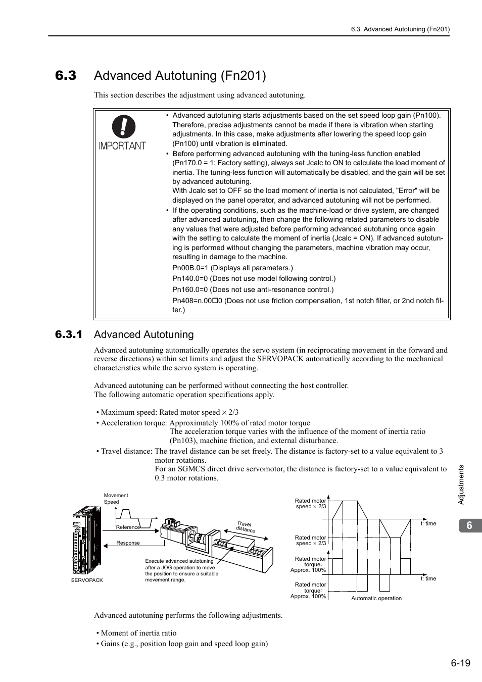 3 advanced autotuning (fn201), 1 advanced autotuning, Rotation | Yaskawa Sigma-5 User Manual: Design and Maintenance - Rotary Motors - Analog Voltage and Pulse Train Reference User Manual | Page 222 / 423