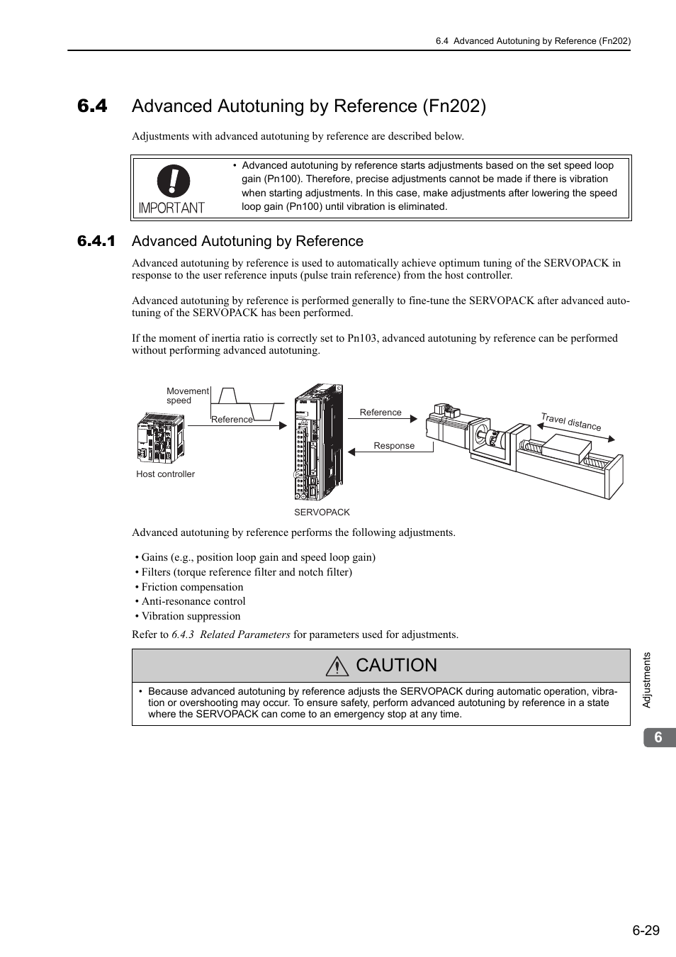 4 advanced autotuning by reference (fn202), 1 advanced autotuning by reference, Caution | Yaskawa Sigma-5 User Manual: Design and Maintenance - Rotary Motors - Analog Voltage and Pulse Train Reference User Manual | Page 232 / 423