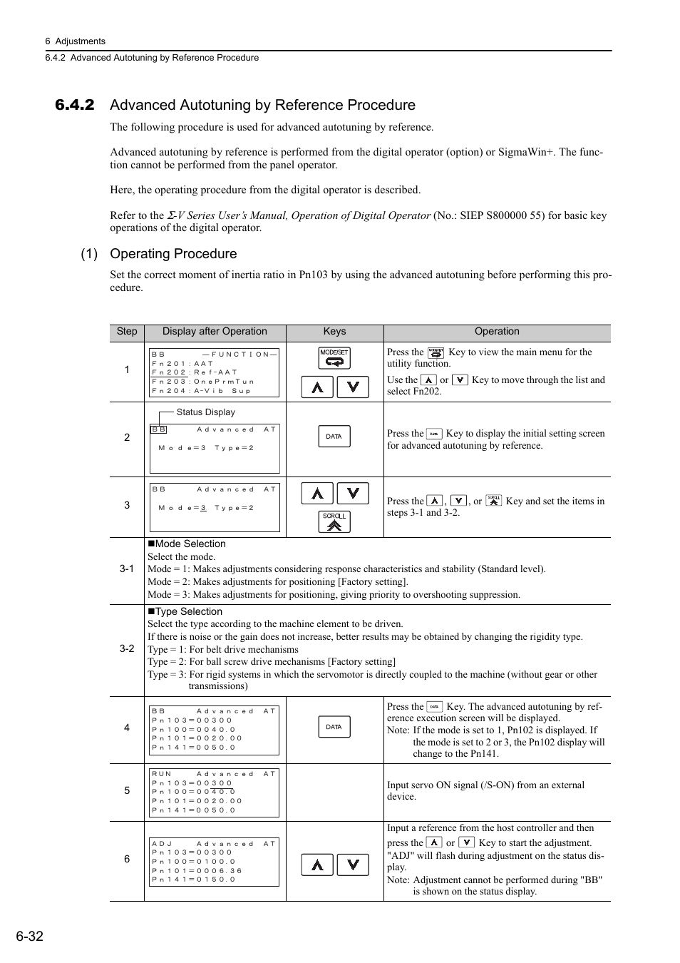 2 advanced autotuning by reference procedure, 1) operating procedure | Yaskawa Sigma-5 User Manual: Design and Maintenance - Rotary Motors - Analog Voltage and Pulse Train Reference User Manual | Page 235 / 423
