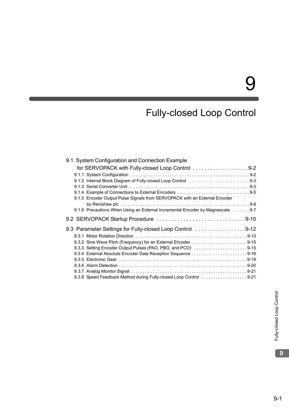 9 fully-closed loop control, Fully-closed loop control | Yaskawa Sigma-5 User Manual: Design and Maintenance - Rotary Motors - Analog Voltage and Pulse Train Reference User Manual | Page 327 / 423