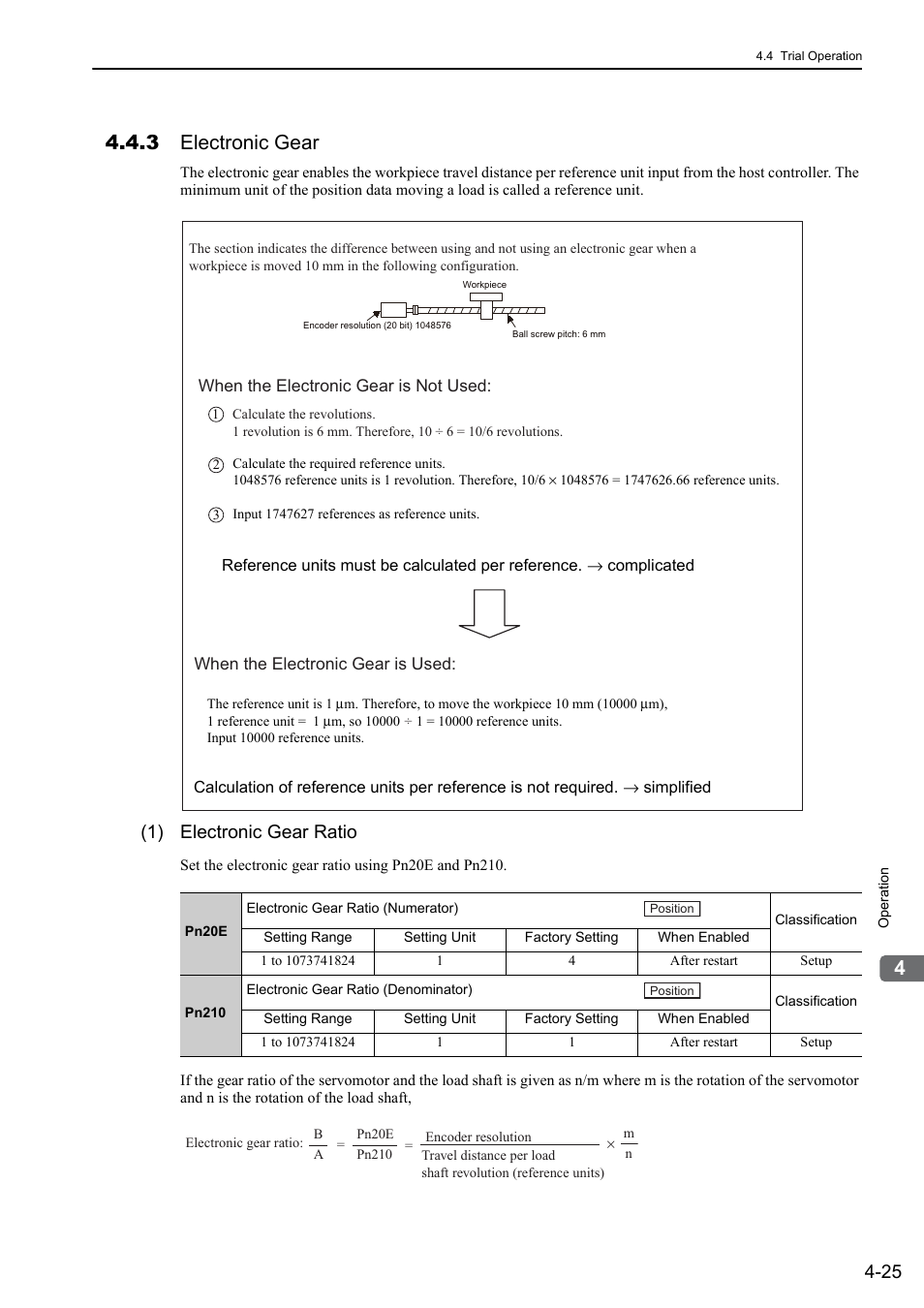 3 electronic gear, 1) electronic gear ratio, Rotation | Yaskawa Sigma-5 User Manual: Design and Maintenance - Rotary Motors - MECHATROLINK-II Communications Reference User Manual | Page 110 / 376