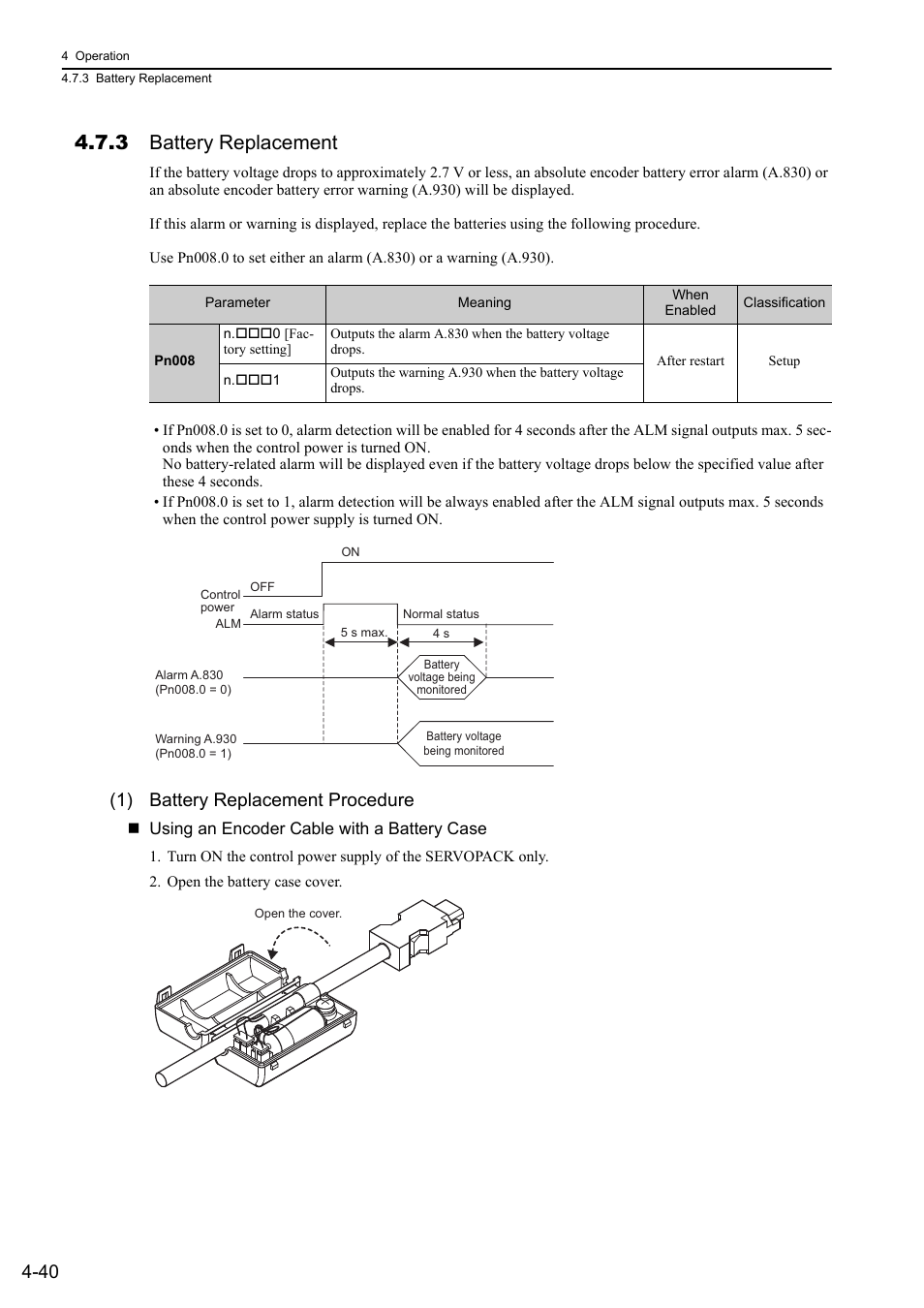 3 battery replacement, 1) battery replacement procedure, Rotation | Yaskawa Sigma-5 User Manual: Design and Maintenance - Rotary Motors - MECHATROLINK-II Communications Reference User Manual | Page 125 / 376