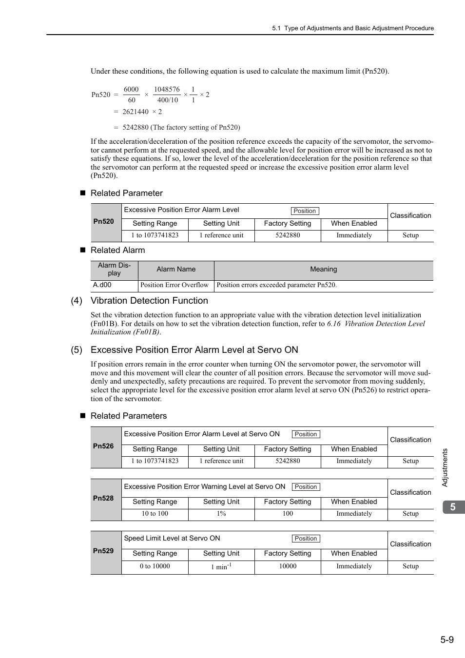 4) vibration detection function, Rotation | Yaskawa Sigma-5 User Manual: Design and Maintenance - Rotary Motors - MECHATROLINK-II Communications Reference User Manual | Page 162 / 376