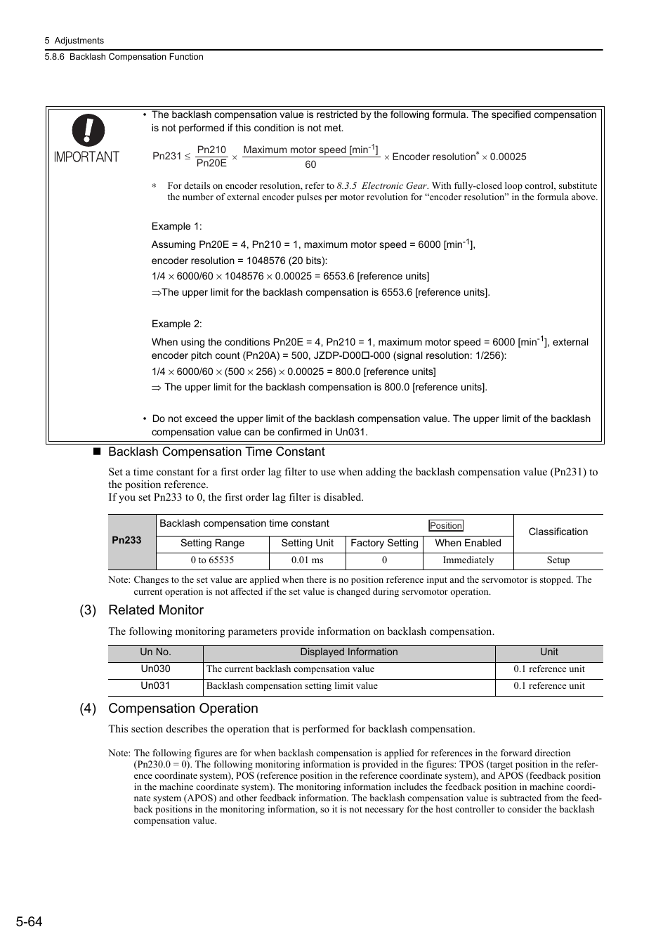 3) related monitor, 4) compensation operation | Yaskawa Sigma-5 User Manual: Design and Maintenance - Rotary Motors - MECHATROLINK-II Communications Reference User Manual | Page 217 / 376
