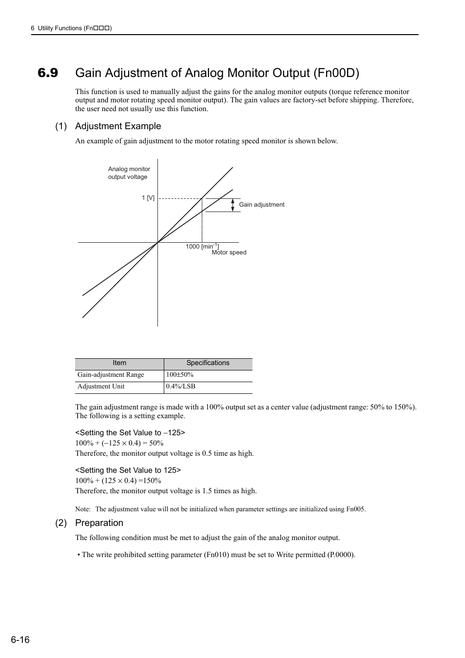 9 gain adjustment of analog monitor output (fn00d), 1) adjustment example, 2) preparation | Rotation | Yaskawa Sigma-5 User Manual: Design and Maintenance - Rotary Motors - MECHATROLINK-II Communications Reference User Manual | Page 243 / 376