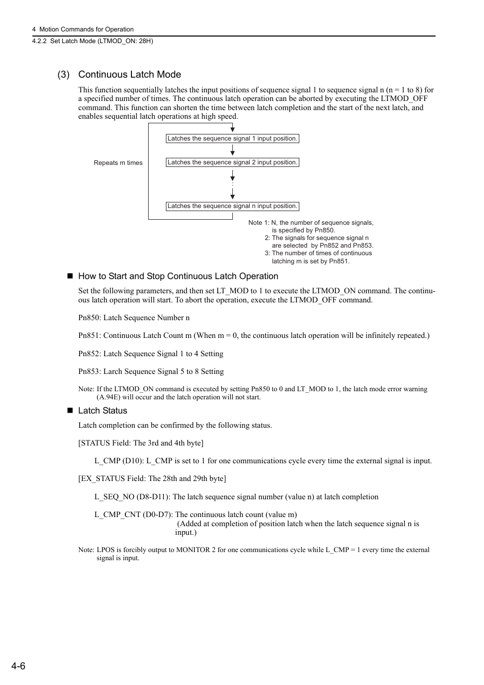 6 (3) continuous latch mode | Yaskawa Sigma-5 User Manual: MECHATROLINK-II Commands User Manual | Page 71 / 142