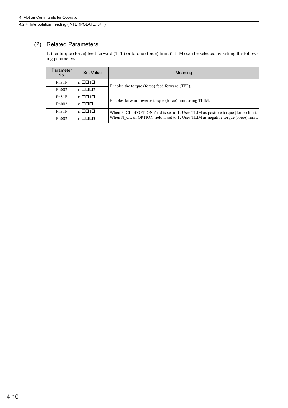 10 (2) related parameters | Yaskawa Sigma-5 User Manual: MECHATROLINK-II Commands User Manual | Page 75 / 142