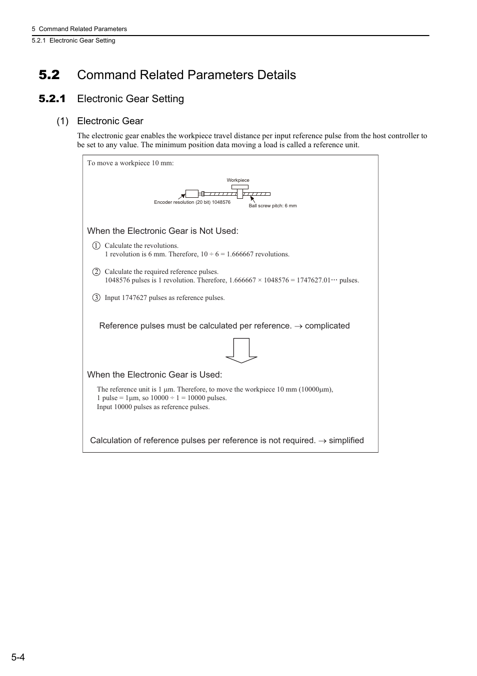 2 command related parameters details, 1 electronic gear setting, 1) electronic gear | 2 command related parameters details -4, 1 electronic gear setting -4, 1) electronic gear -4 | Yaskawa Sigma-5 User Manual: MECHATROLINK-II Commands User Manual | Page 93 / 142