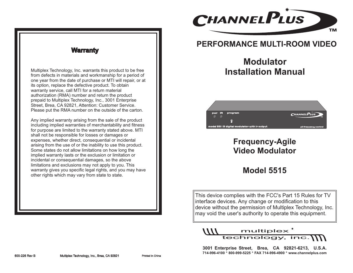 Channel Plus 5515 User Manual | 6 pages