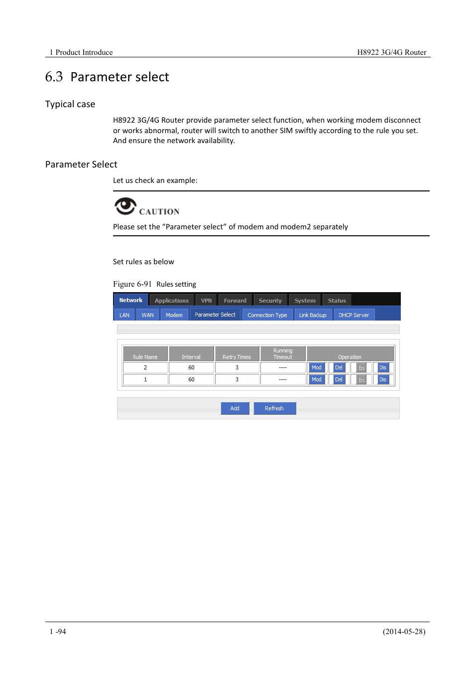 Parameterselect, 3 parameter select, Figure 6-91 rules setting | Hongdian H8922 Dual SIM Single Module User Manual | Page 130 / 145