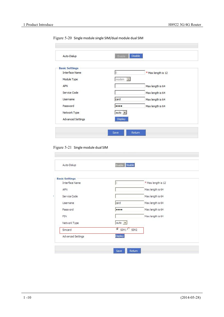 Figure 5-21 single module dual sim | Hongdian H8922 Dual SIM Single Module User Manual | Page 46 / 145