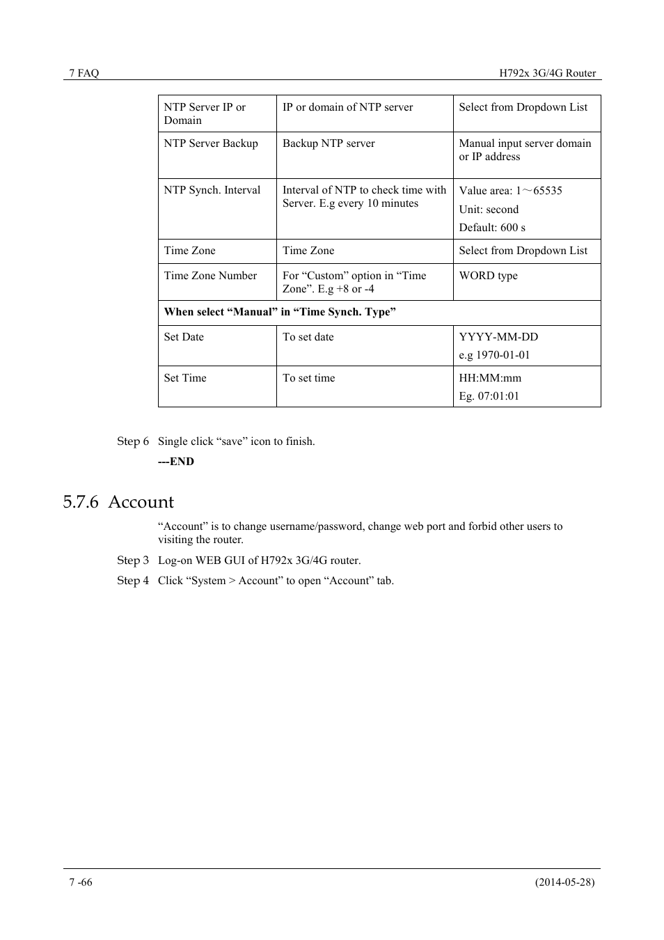 Account, 6 account | Hongdian H7921/H7920 Basic 3G/4G Router User Manual | Page 100 / 129