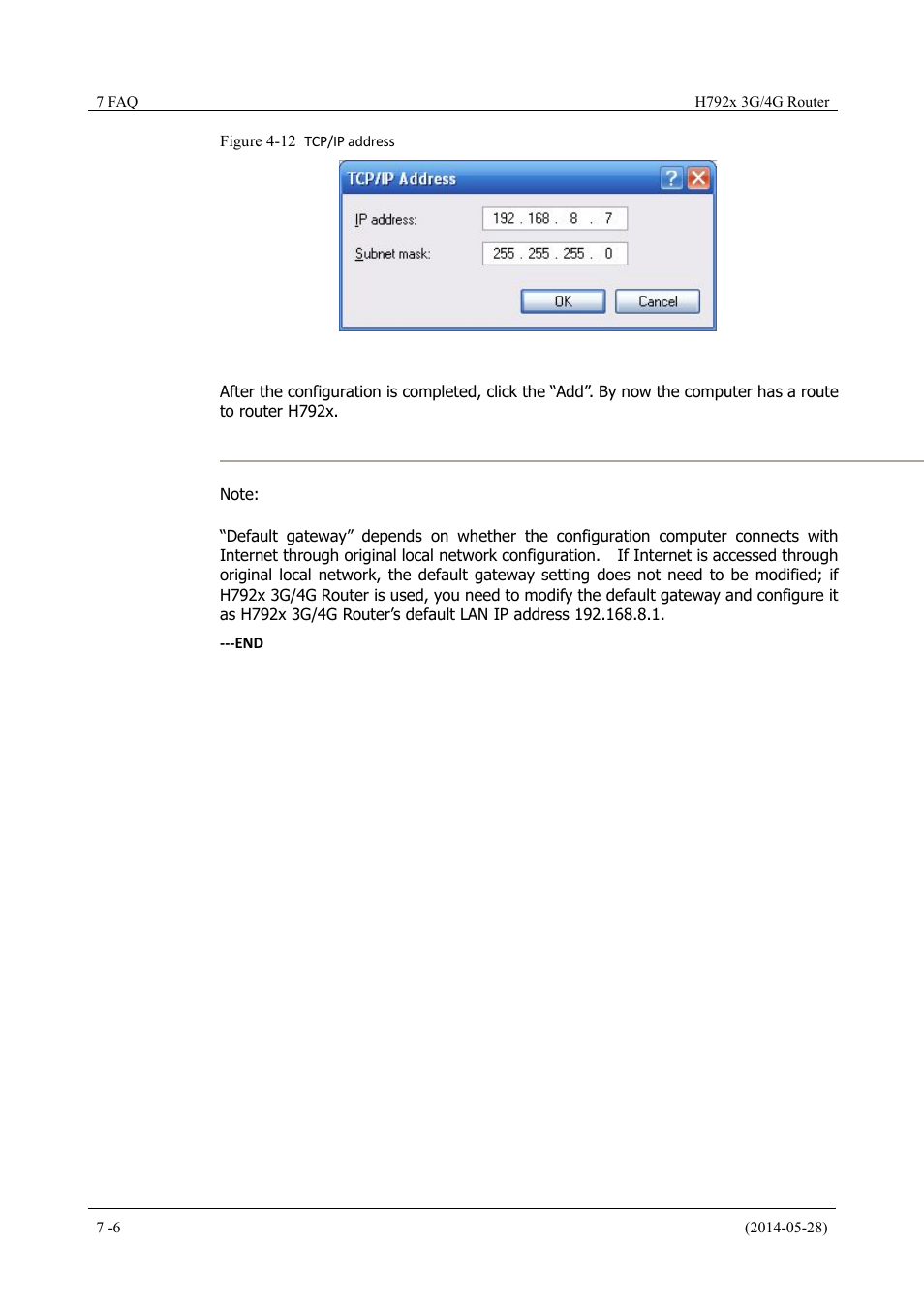 Figure 4-12 tcp/ip address | Hongdian H7921/H7920 Basic 3G/4G Router User Manual | Page 32 / 129