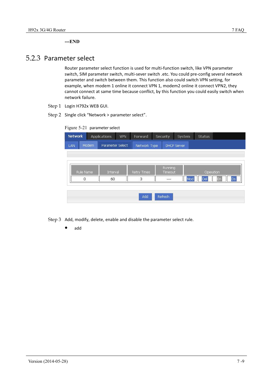 Parameterselect, 3 parameter select, Figure 5-21 parameter select | Hongdian H7921/H7920 Basic 3G/4G Router User Manual | Page 43 / 129
