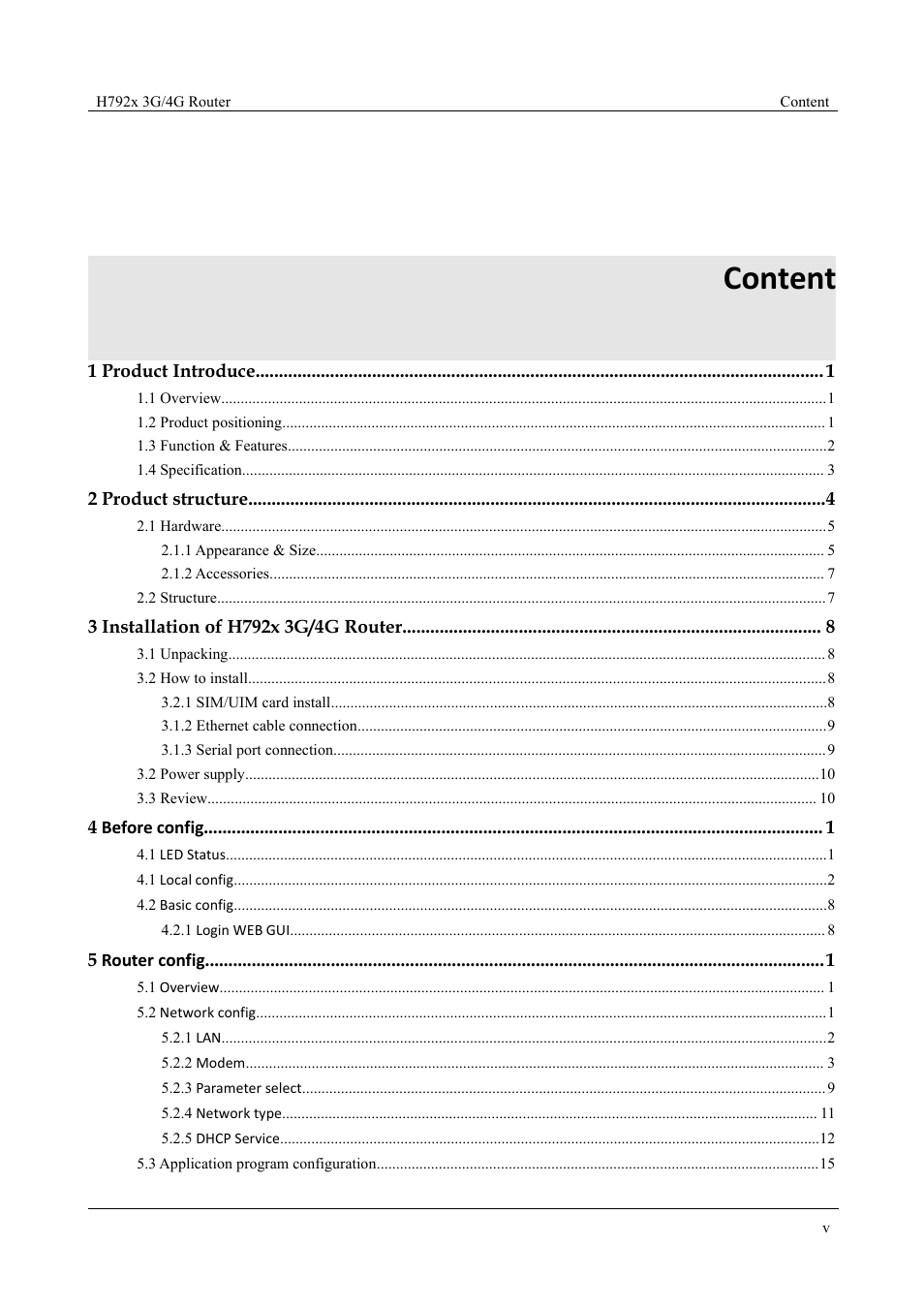 Content | Hongdian H7921/H7920 Basic 3G/4G Router User Manual | Page 7 / 129