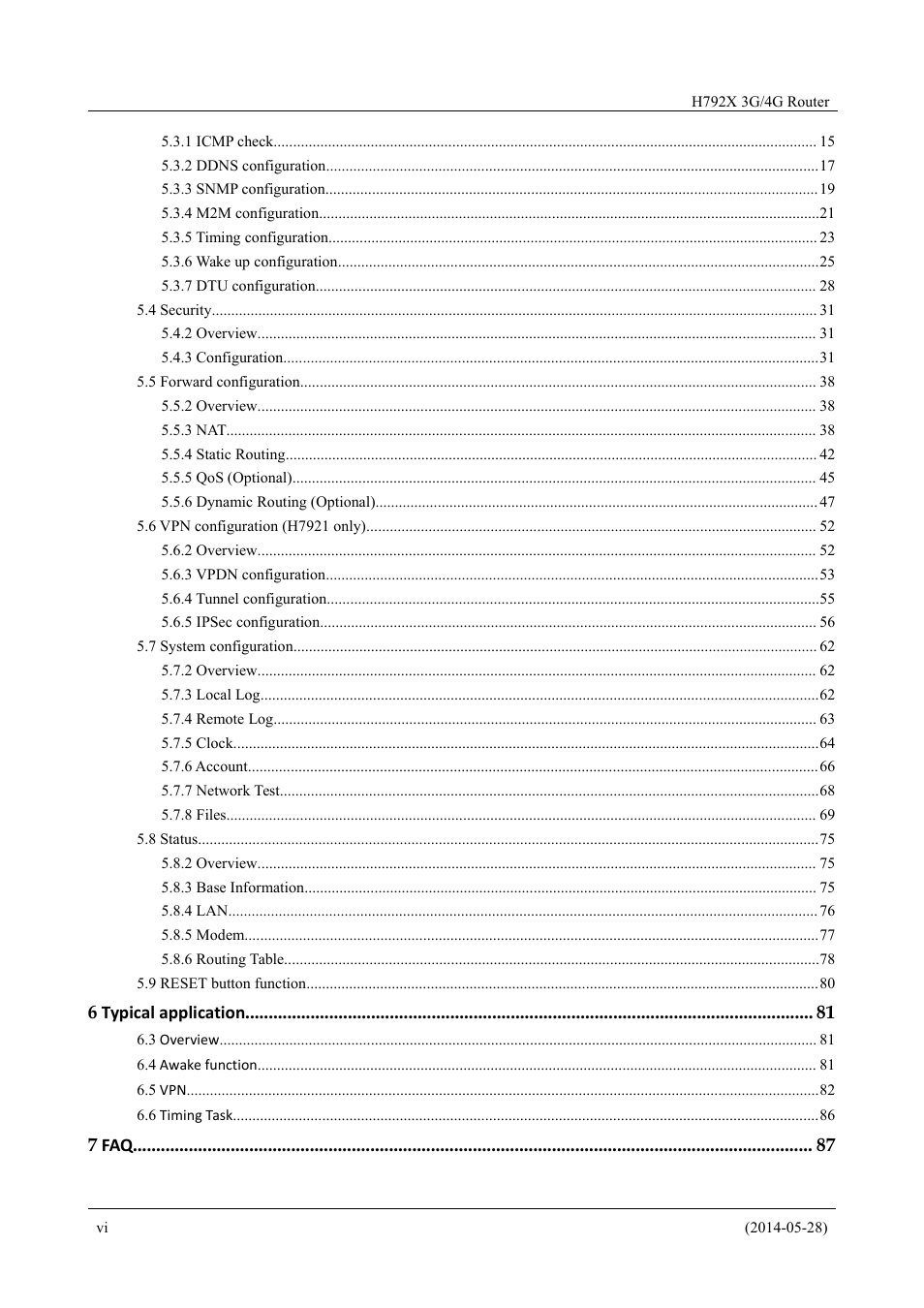 6 typical application, 7 faq | Hongdian H7921/H7920 Basic 3G/4G Router User Manual | Page 8 / 129