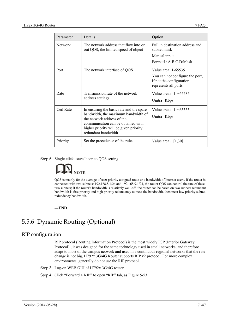 Dynamicrouting(optional), 6 dynamic routing (optional), Rip configuration | Hongdian H7921/H7920 Basic 3G/4G Router User Manual | Page 81 / 129