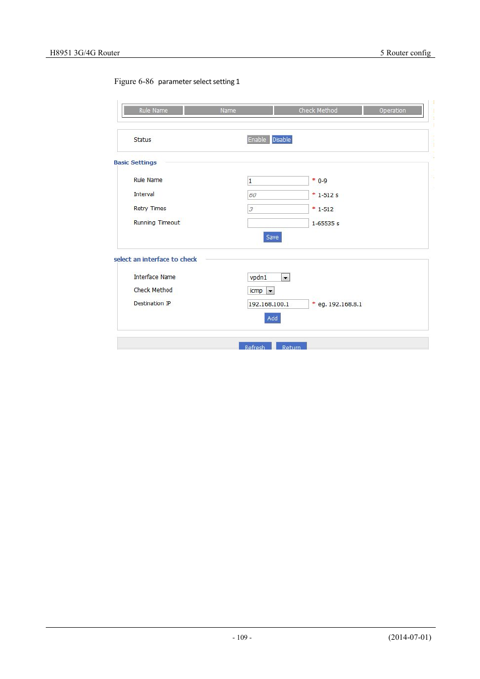 Figure 6-88 parameter select setting 1 | Hongdian H8951 3G/4G Wi-Fi router User Manual | Page 125 / 139