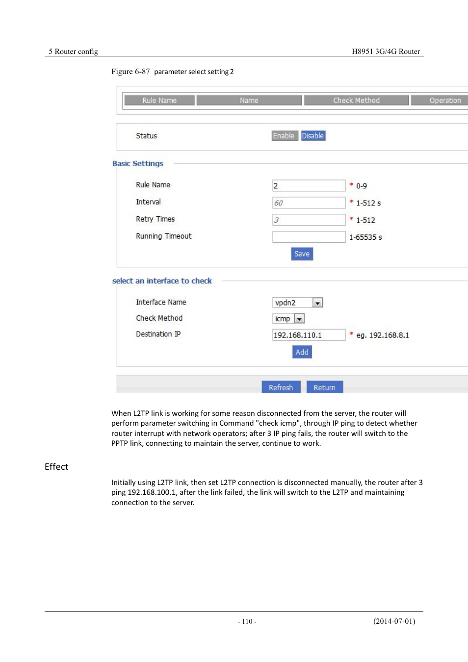 Figure 6-89 parameter select setting 2, Effect | Hongdian H8951 3G/4G Wi-Fi router User Manual | Page 126 / 139