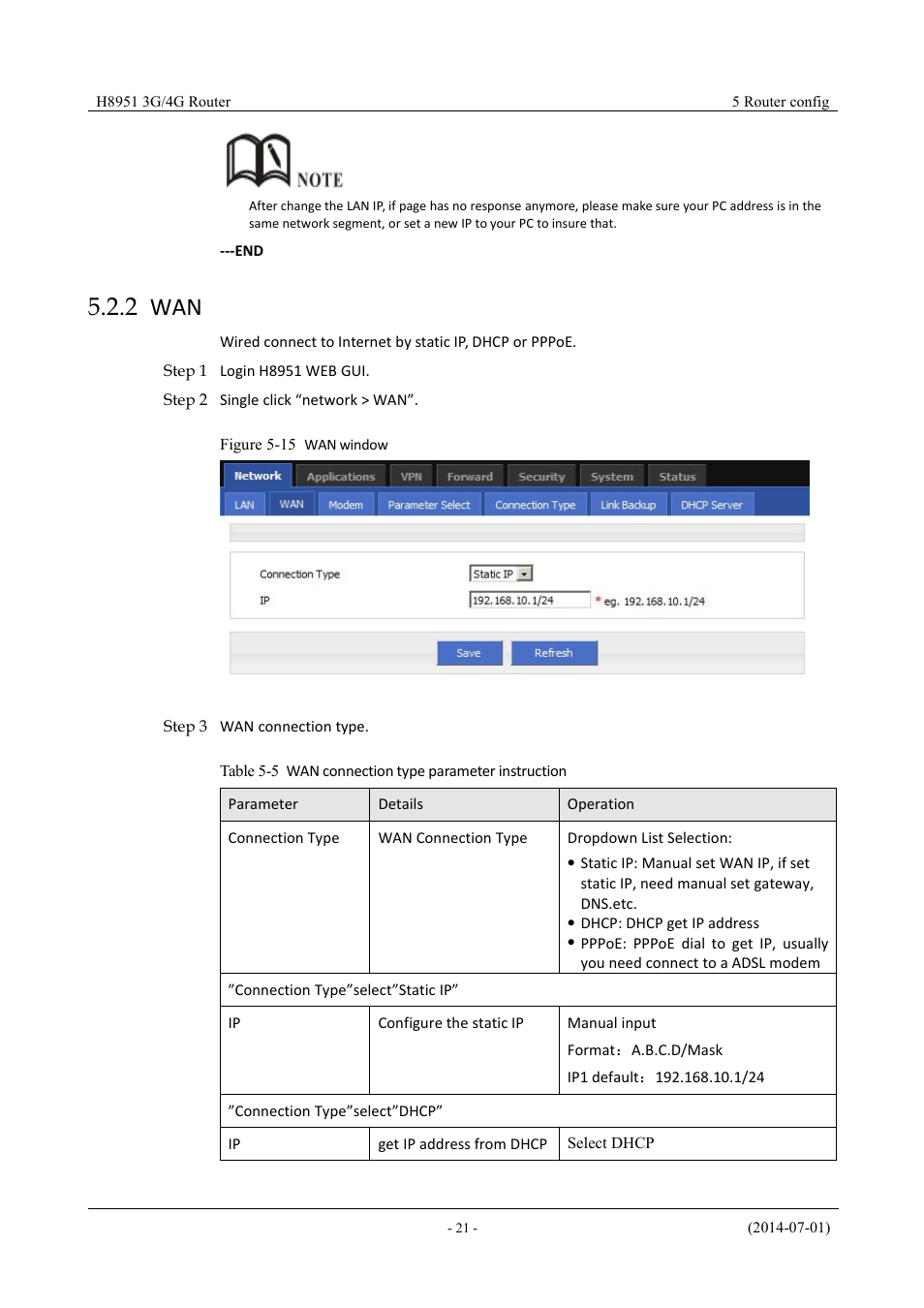 2 wan, Figure 5-13 wan window | Hongdian H8951 3G/4G Wi-Fi router User Manual | Page 37 / 139