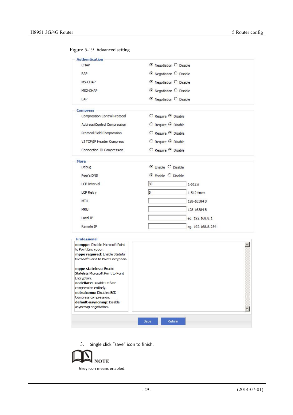 Figure 5-18 advanced setting | Hongdian H8951 3G/4G Wi-Fi router User Manual | Page 45 / 139