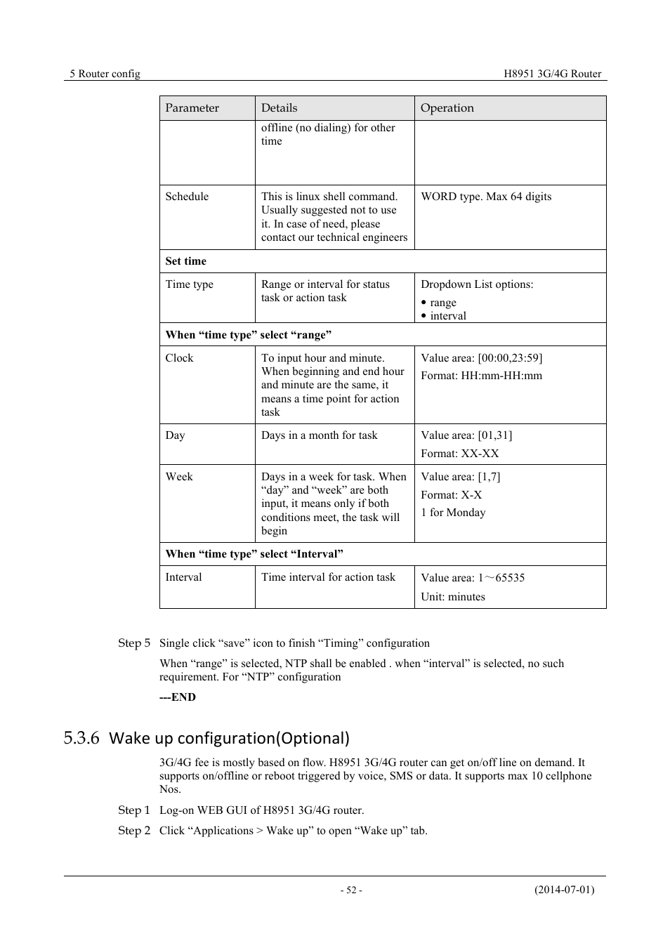 Wakeupconfiguration(optional), 6 wake up configuration(optional) | Hongdian H8951 3G/4G Wi-Fi router User Manual | Page 68 / 139