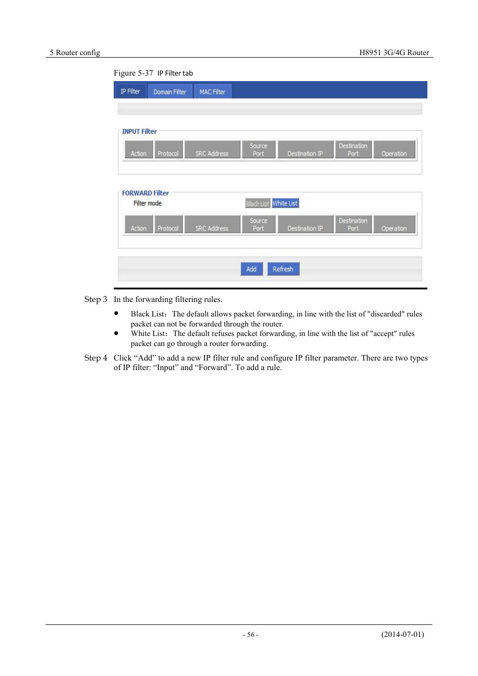 Figure 5-38 ip filter tab | Hongdian H8951 3G/4G Wi-Fi router User Manual | Page 72 / 139