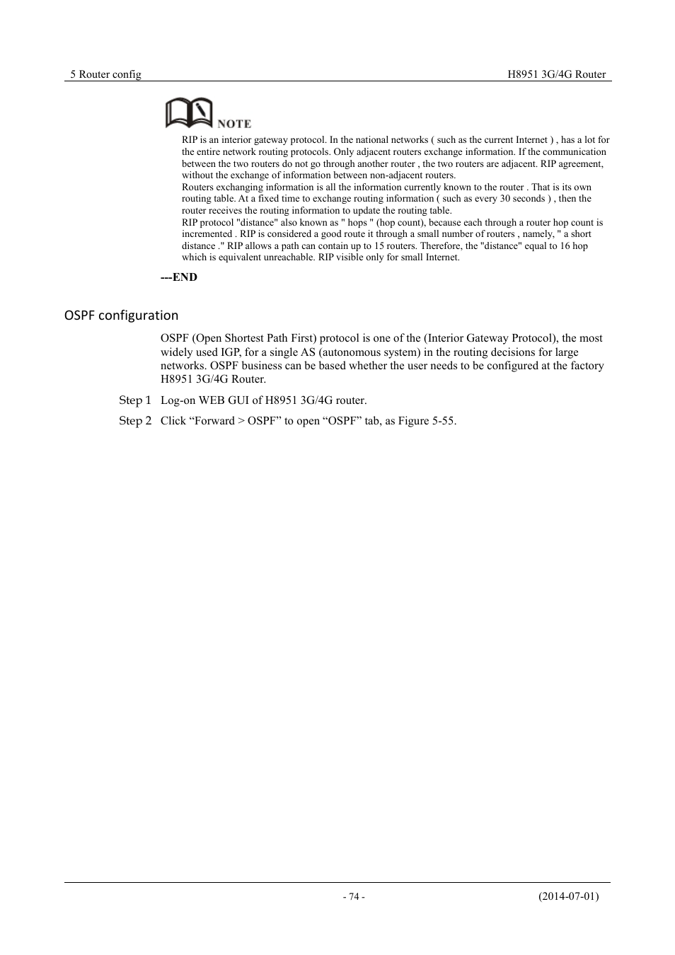 Ospf configuration | Hongdian H8951 3G/4G Wi-Fi router User Manual | Page 90 / 139