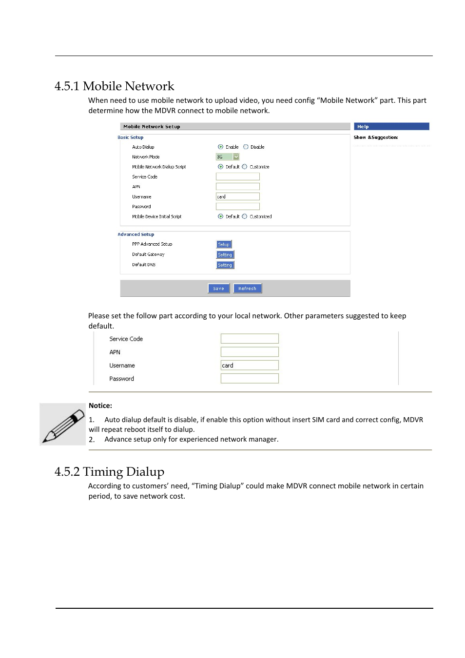 1 mobile network, 2 timing dialup | Hongdian H3324 4CH HDD MDVR User Manual | Page 49 / 60