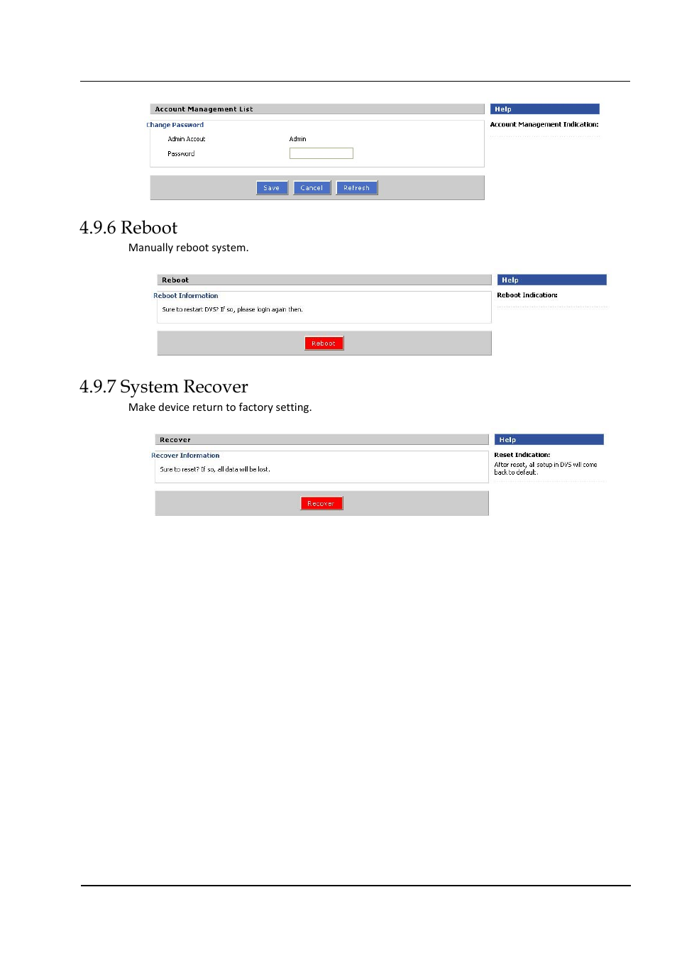 6 reboot, 7 system recover | Hongdian H3324 4CH HDD MDVR User Manual | Page 60 / 60