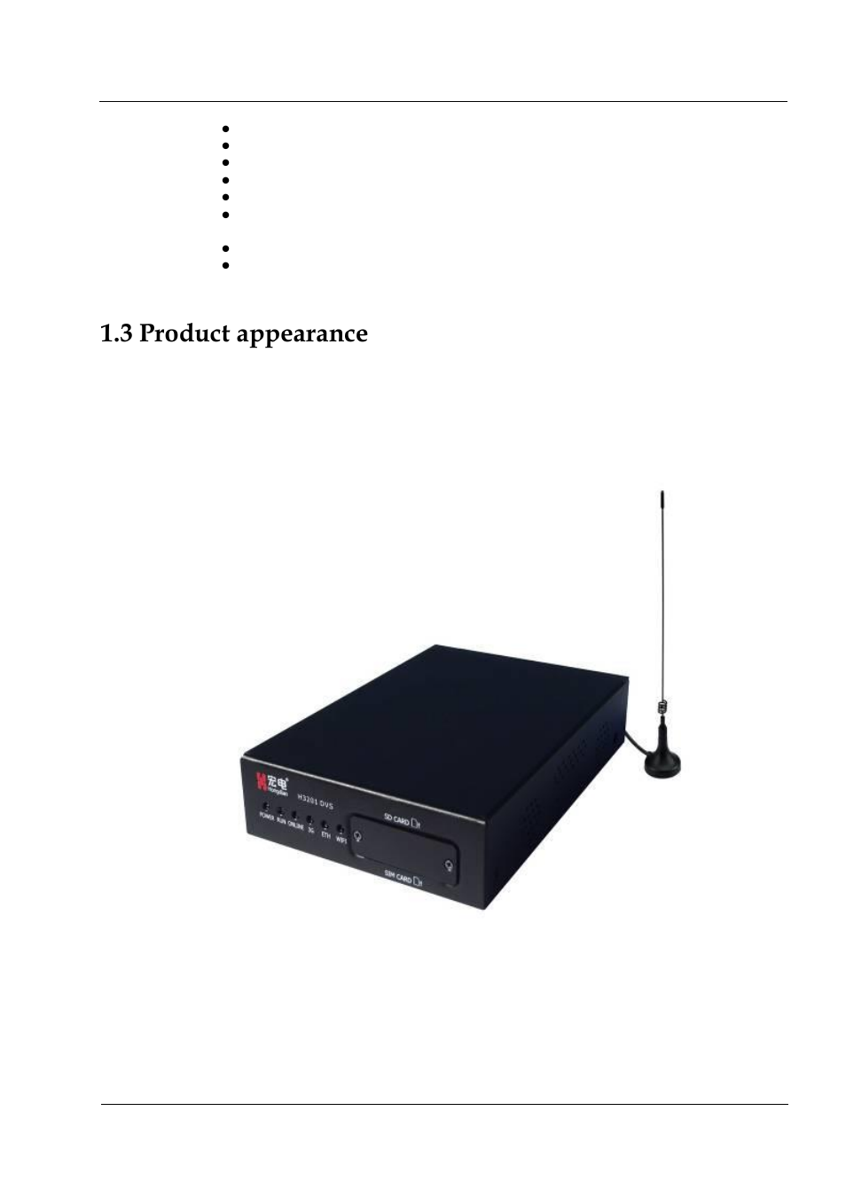 3 product appearance, Figure 1-2 h3201/h3224 3g/4g dvs appearance | Hongdian H3201 1CH SD DVS User Manual | Page 16 / 54
