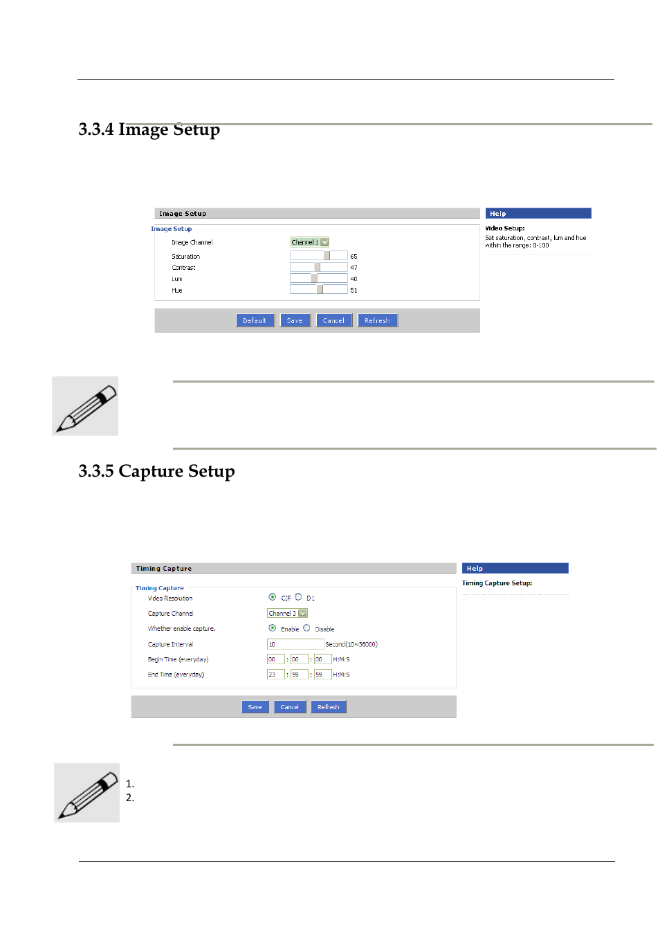 4 image setup 3.3.5 capture setup, 4 image setup, 5 capture setup | Hongdian H3201 1CH SD DVS User Manual | Page 35 / 54