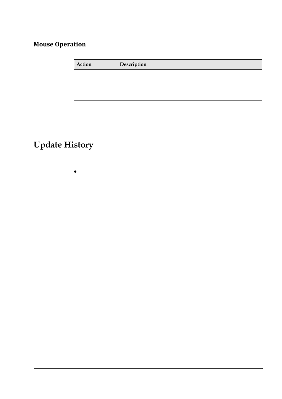 Update history, Mouse operation | Hongdian H3201 1CH SD DVS User Manual | Page 6 / 54