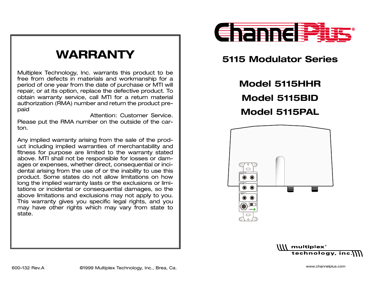 Channel Plus 5115BID User Manual | 6 pages