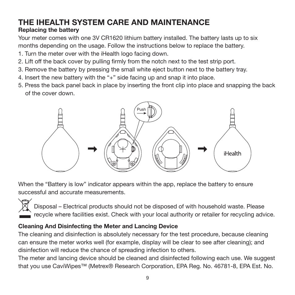 The ihealth system care and maintenance | iHealth Align User Manual | Page 11 / 24