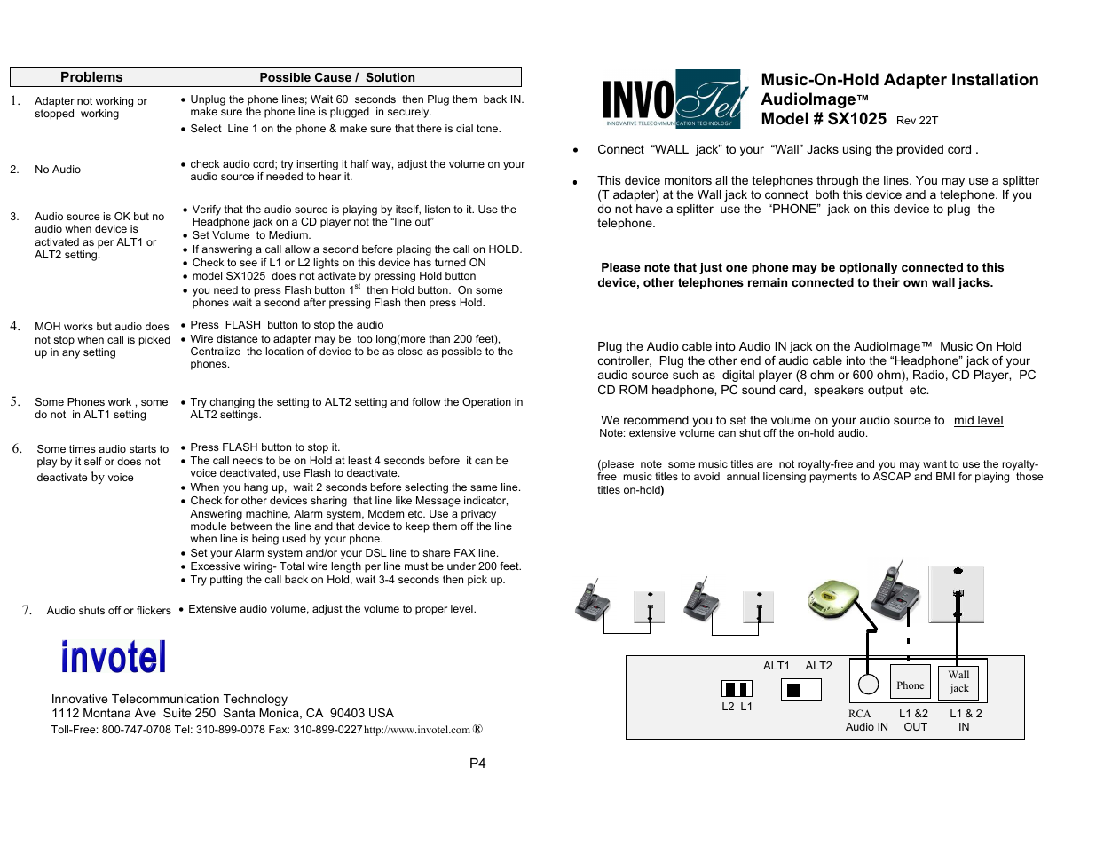 Invotel SX1025 User Manual | 2 pages