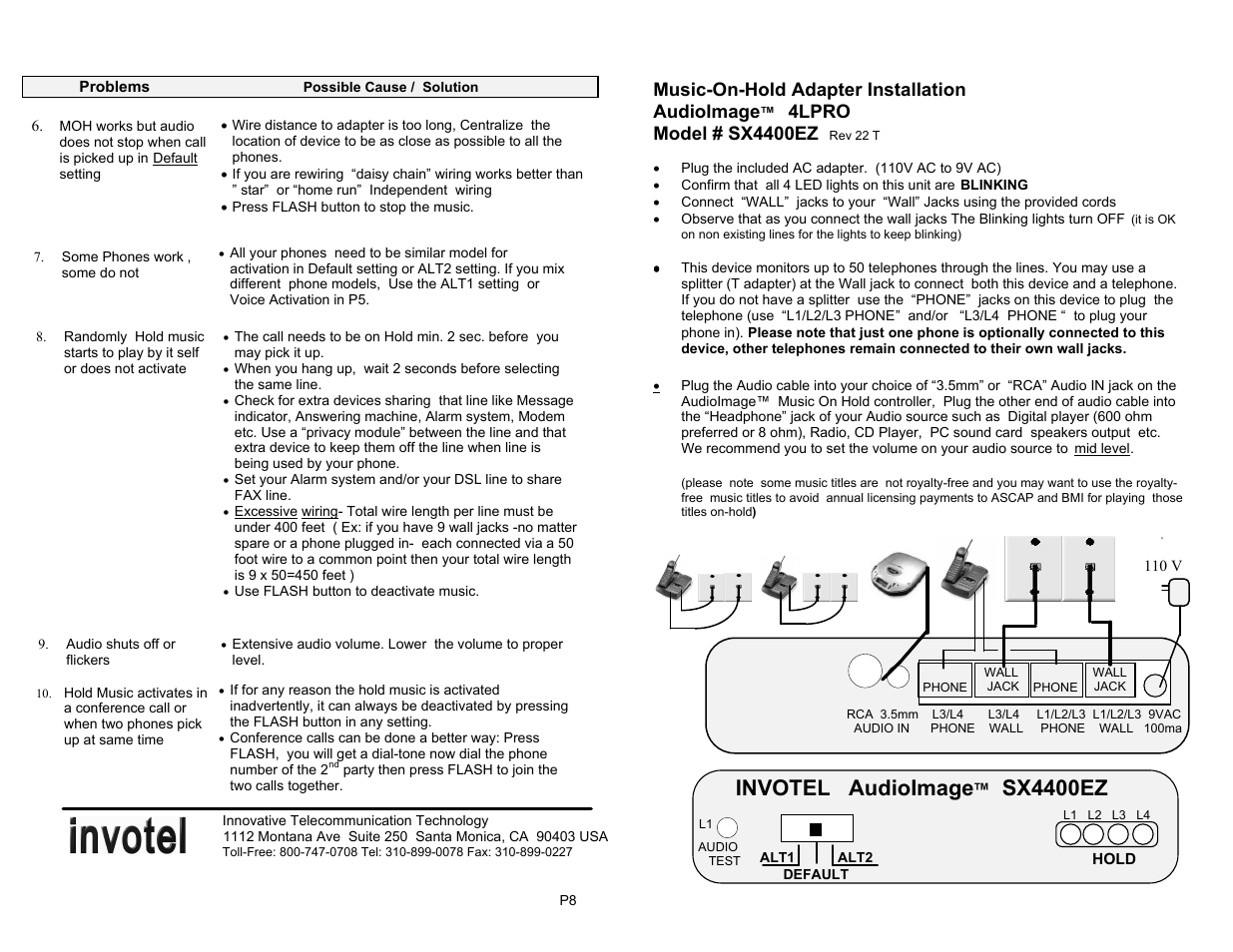 Invotel SX4400EZ User Manual | 4 pages