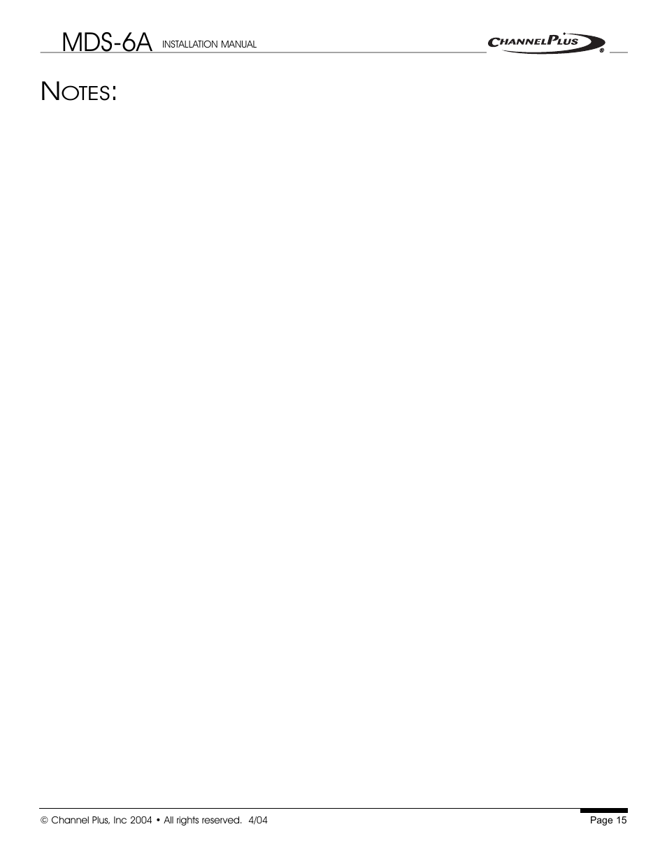 Mds-6a | Channel Plus MDS-6A User Manual | Page 15 / 16