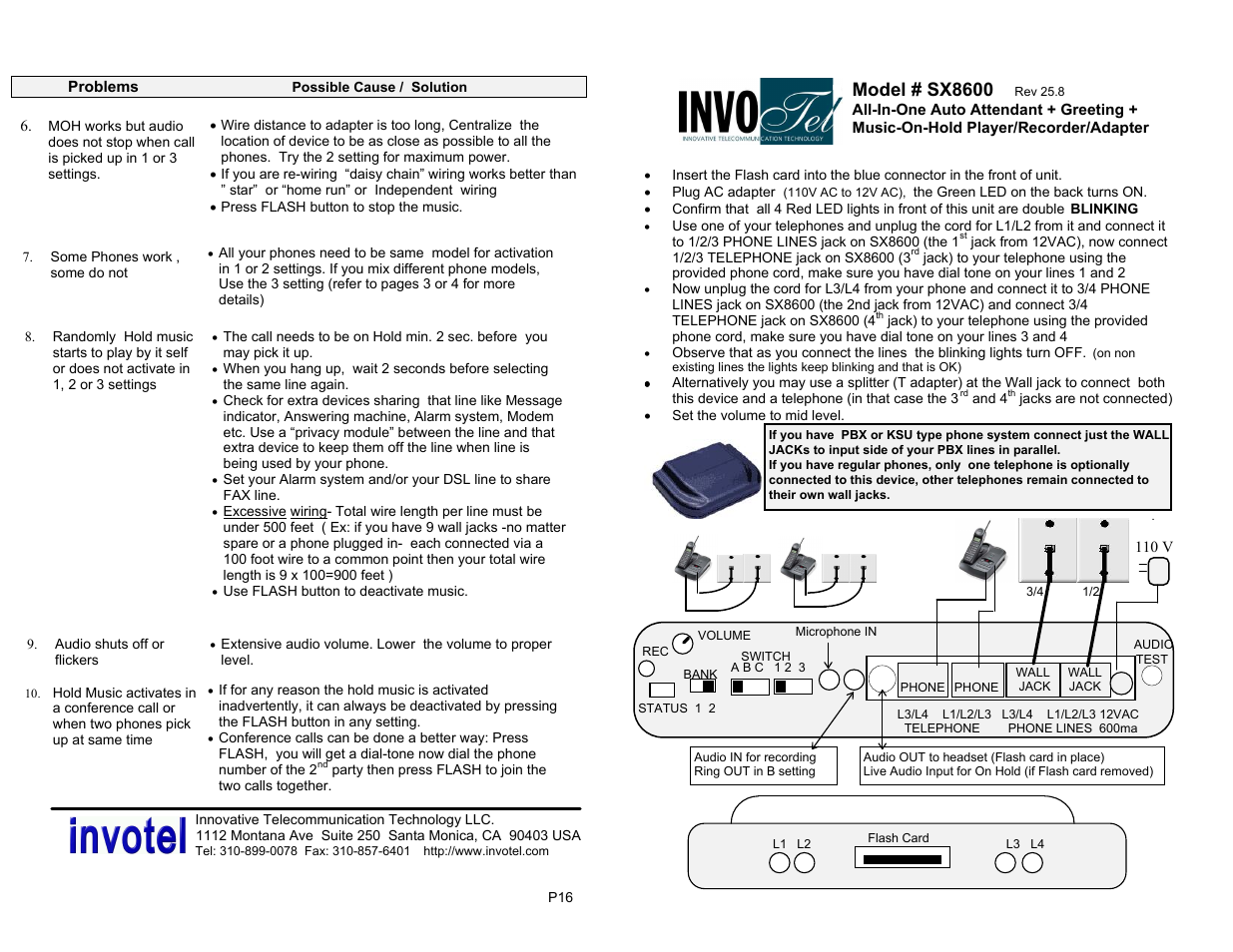 Invotel SX8600 User Manual | 8 pages