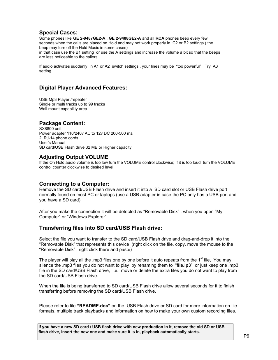 Invotel SX8800 User Manual | Page 6 / 11