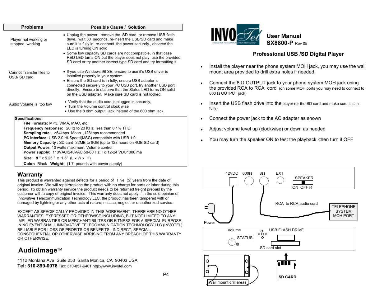 Invotel SX8800 User Manual | 2 pages
