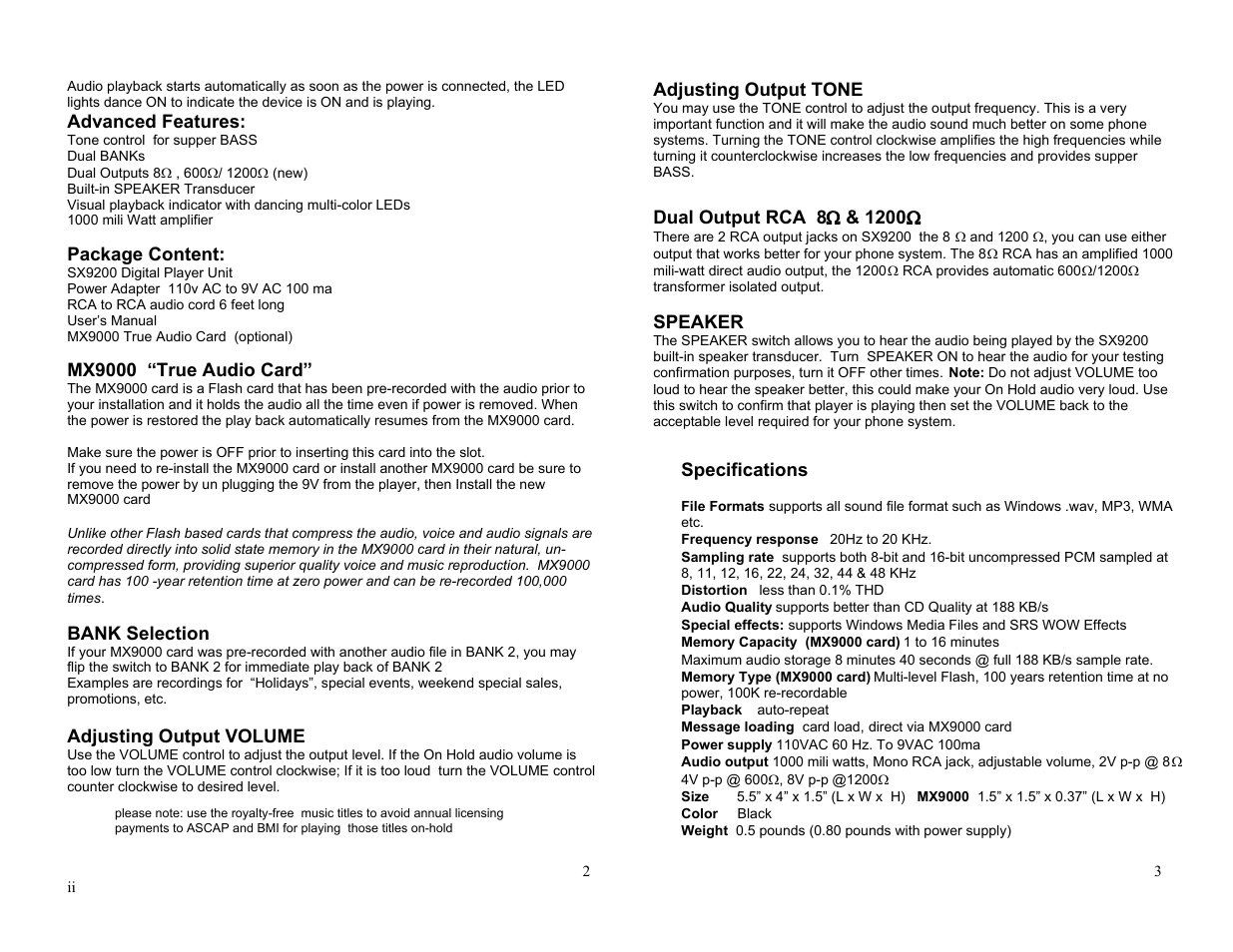 Invotel SX9200 User Manual | Page 2 / 2