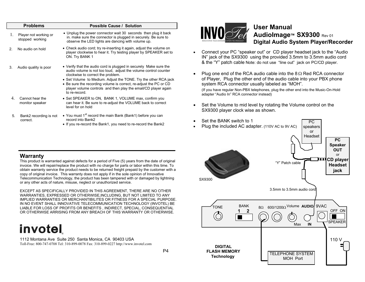 Invotel SX9300 User Manual | 2 pages