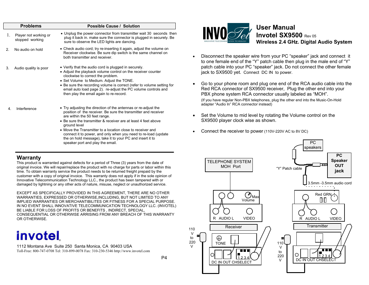 Invotel SX9500 User Manual | 2 pages